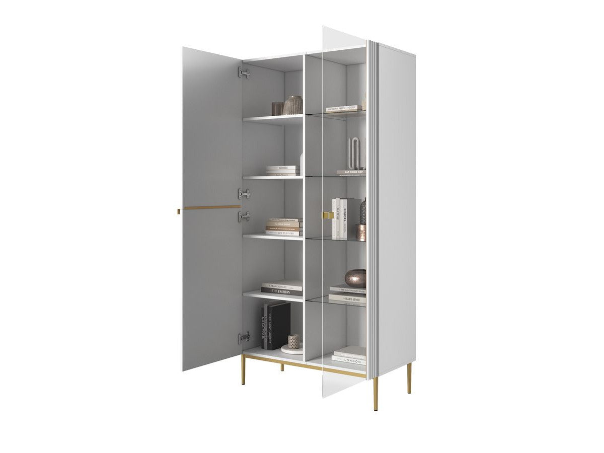 Kasha - Meuble Vitrine 2 Portes - Pieds Or
