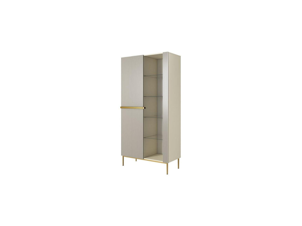 Kasha - Meuble Vitrine 2 Portes - Pieds Or
