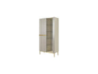 Kasha - Meuble Vitrine 2 Portes - Pieds Or