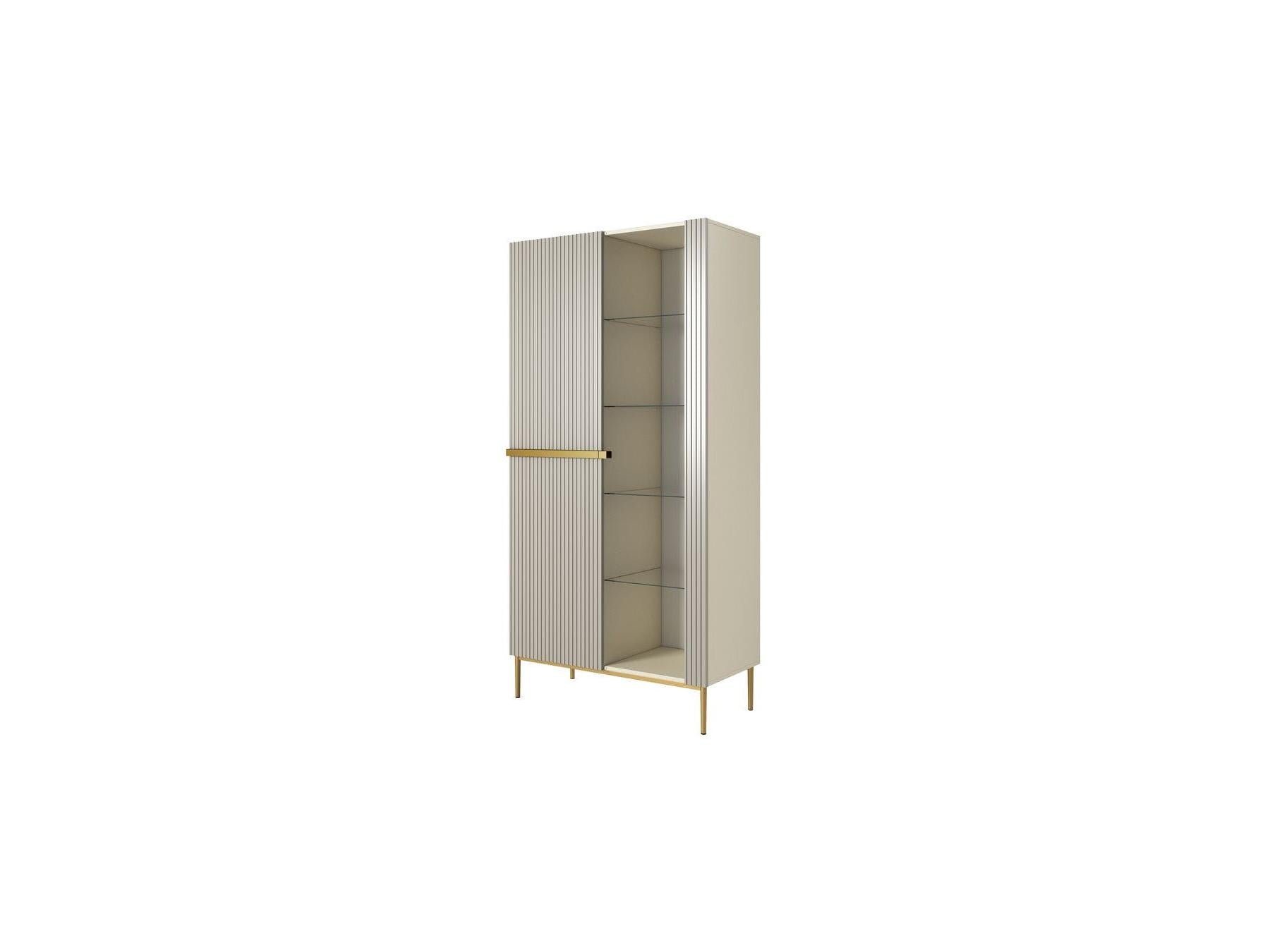 Kasha - Meuble Vitrine 2 Portes - Pieds Or