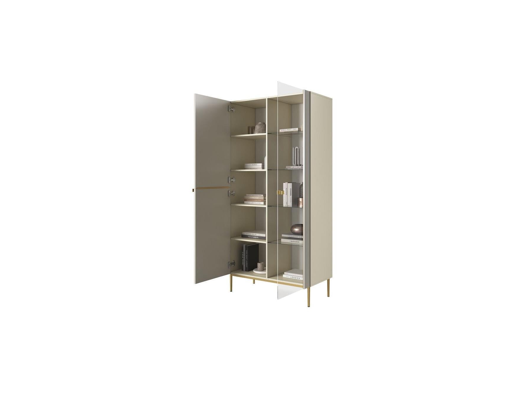 Kasha - Meuble Vitrine 2 Portes - Pieds Or