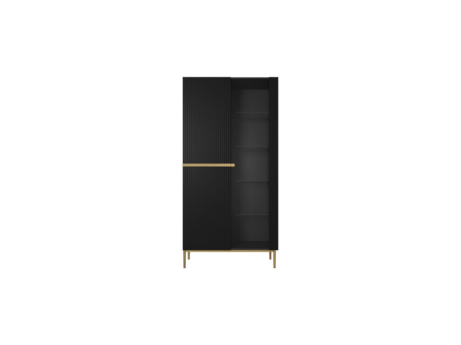 Kasha - Meuble Vitrine 2 Portes - Pieds Or