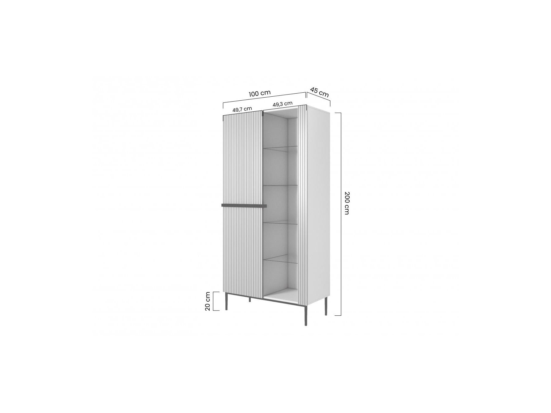 Kasha - Meuble Vitrine 2 Portes - Pieds Or