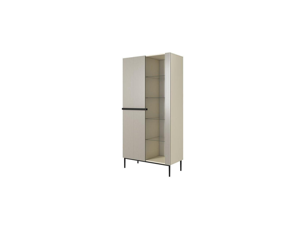 Kasha - Meuble Vitrine 2 Portes - Pieds Noirs