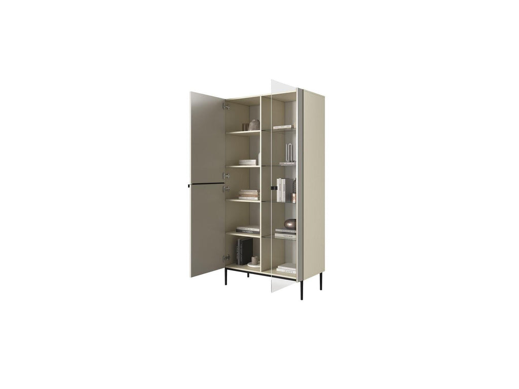 Kasha - Meuble Vitrine 2 Portes - Pieds Noirs