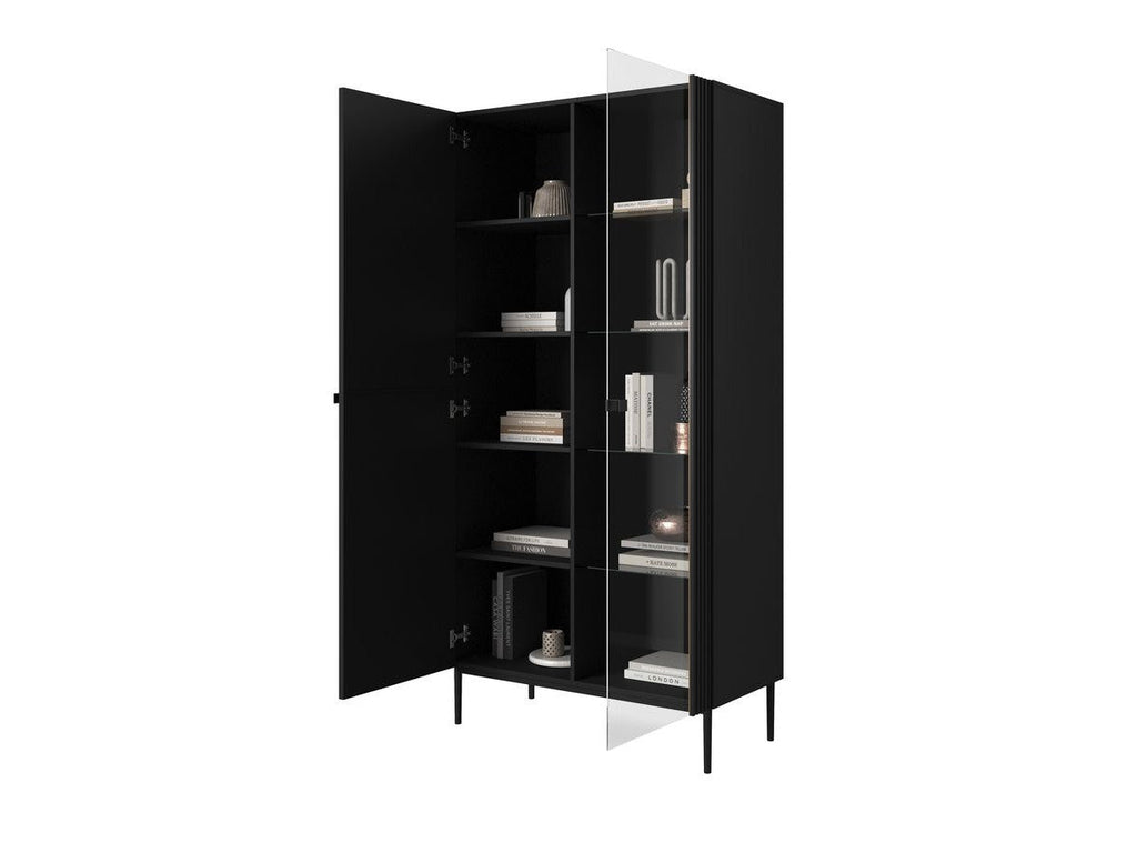 Kasha - Meuble Vitrine 2 Portes - Pieds Noirs