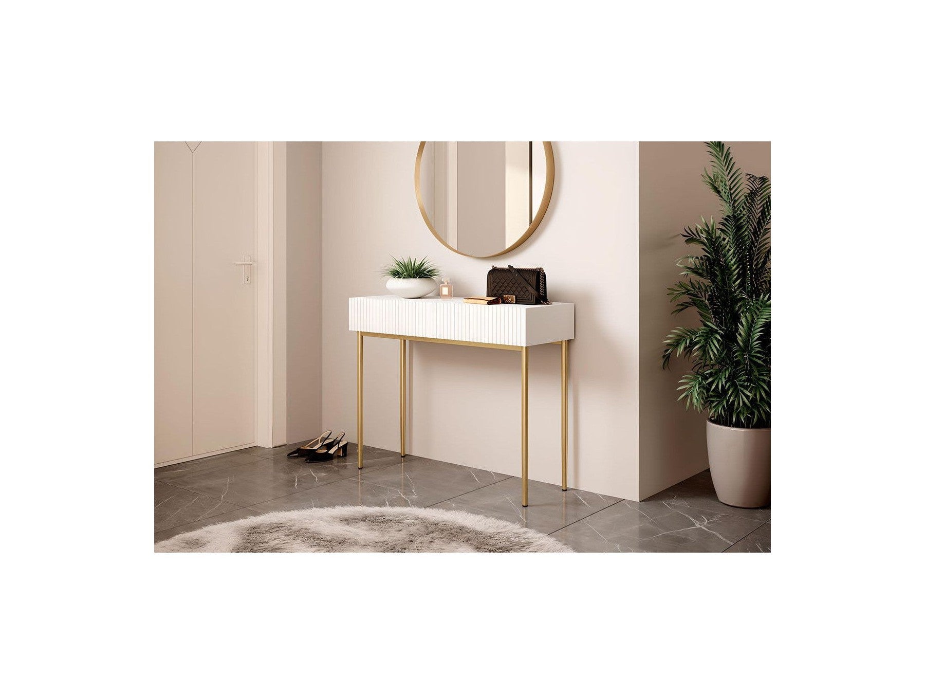 Kasha - Console 2 Tiroirs - Pieds Or