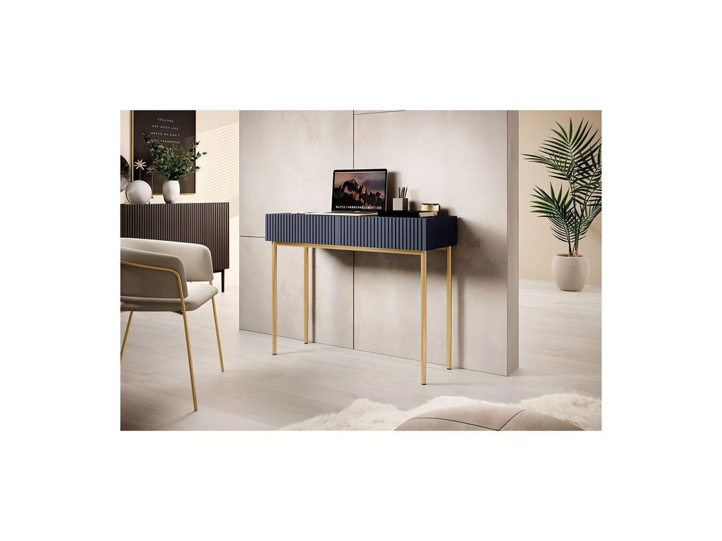 Kasha - Console 2 Tiroirs - Pieds Or