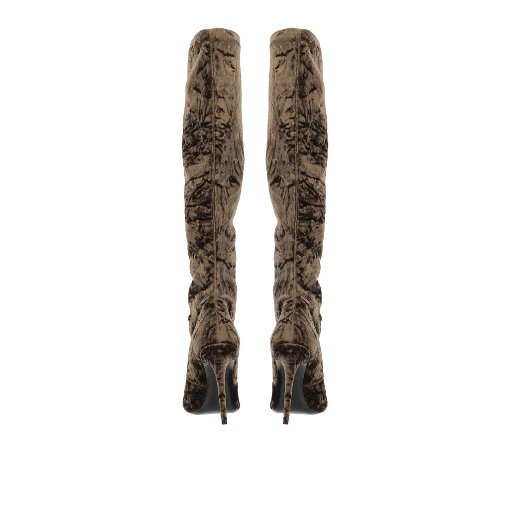 Bottes Saint Laurent Talia Velvet - Brown - Femme