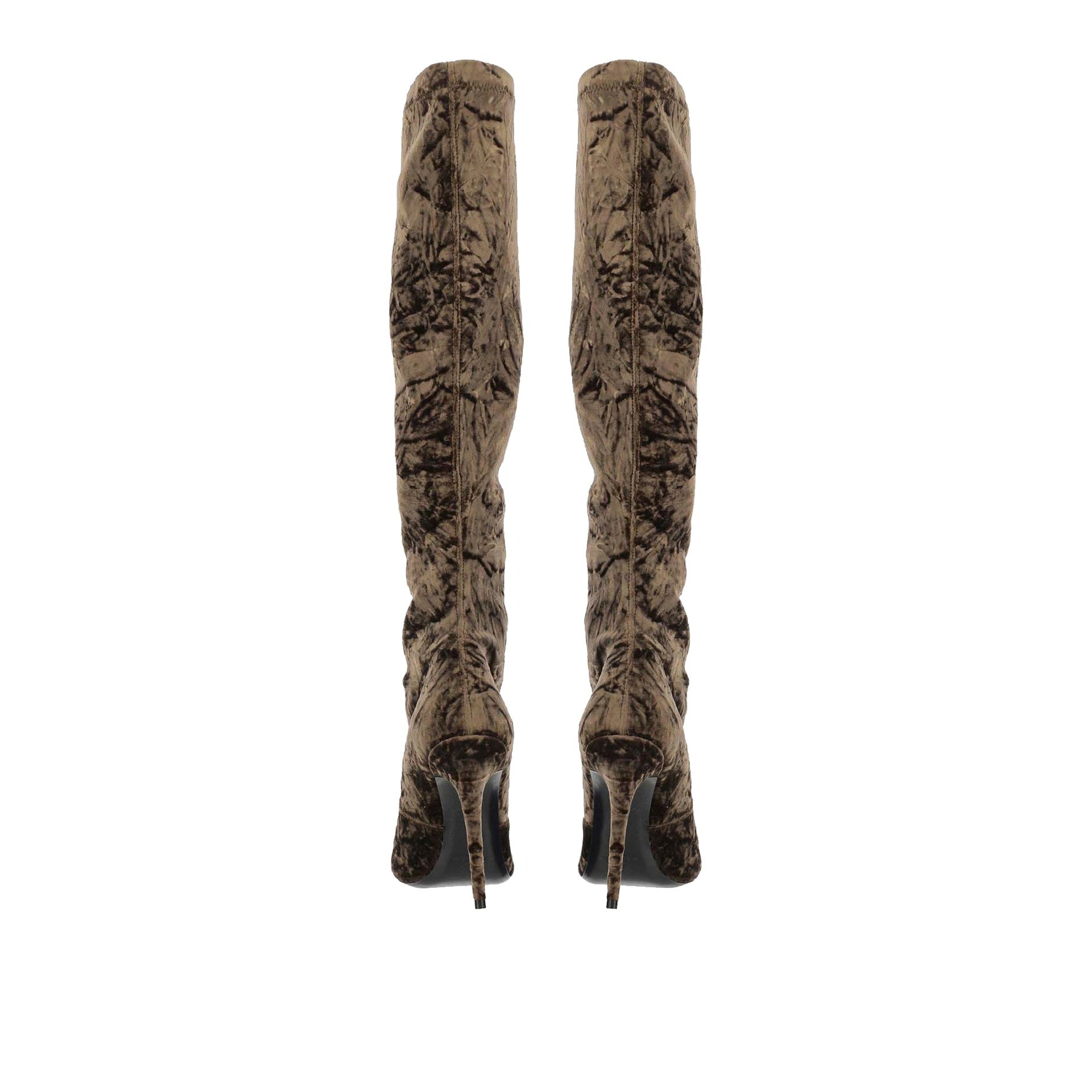Bottes - Saint Laurent Talia Velvet  - Brown