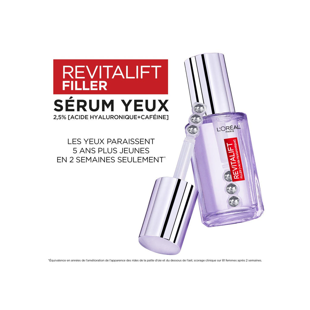 L'Oréal Paris - Rituel Soins Yeux Anti-Rides Acide Hyaluronique : 1 Sérum Yeux + 2 Masques Tissus Yeux