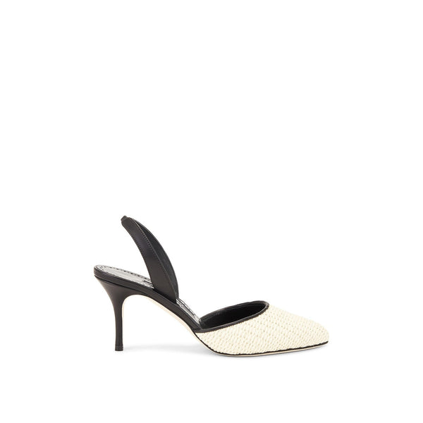 Escarpins Manolo Blahnik Casam 70 Raffia - Black - Femme