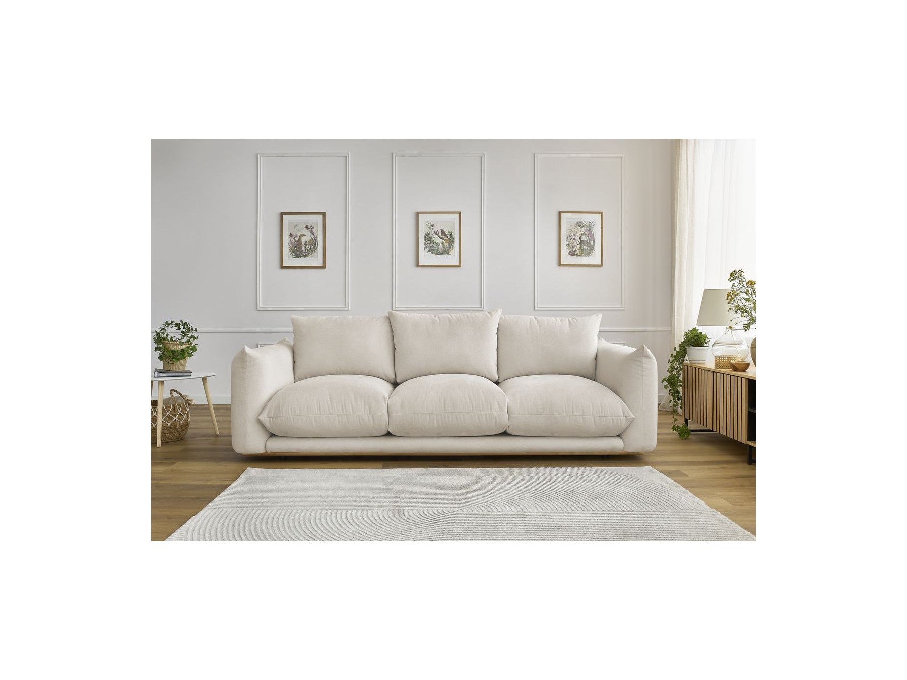 Ernest - Canapé Droit Fixe 3 Places - Tissu Lisse