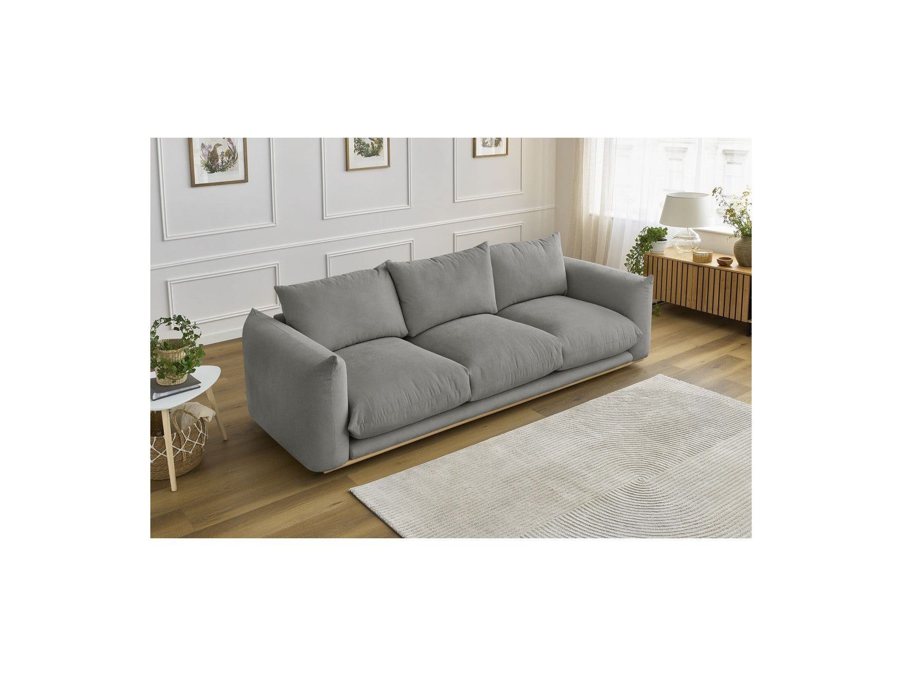 Ernest - Canapé Droit Fixe 3 Places - Tissu Lisse