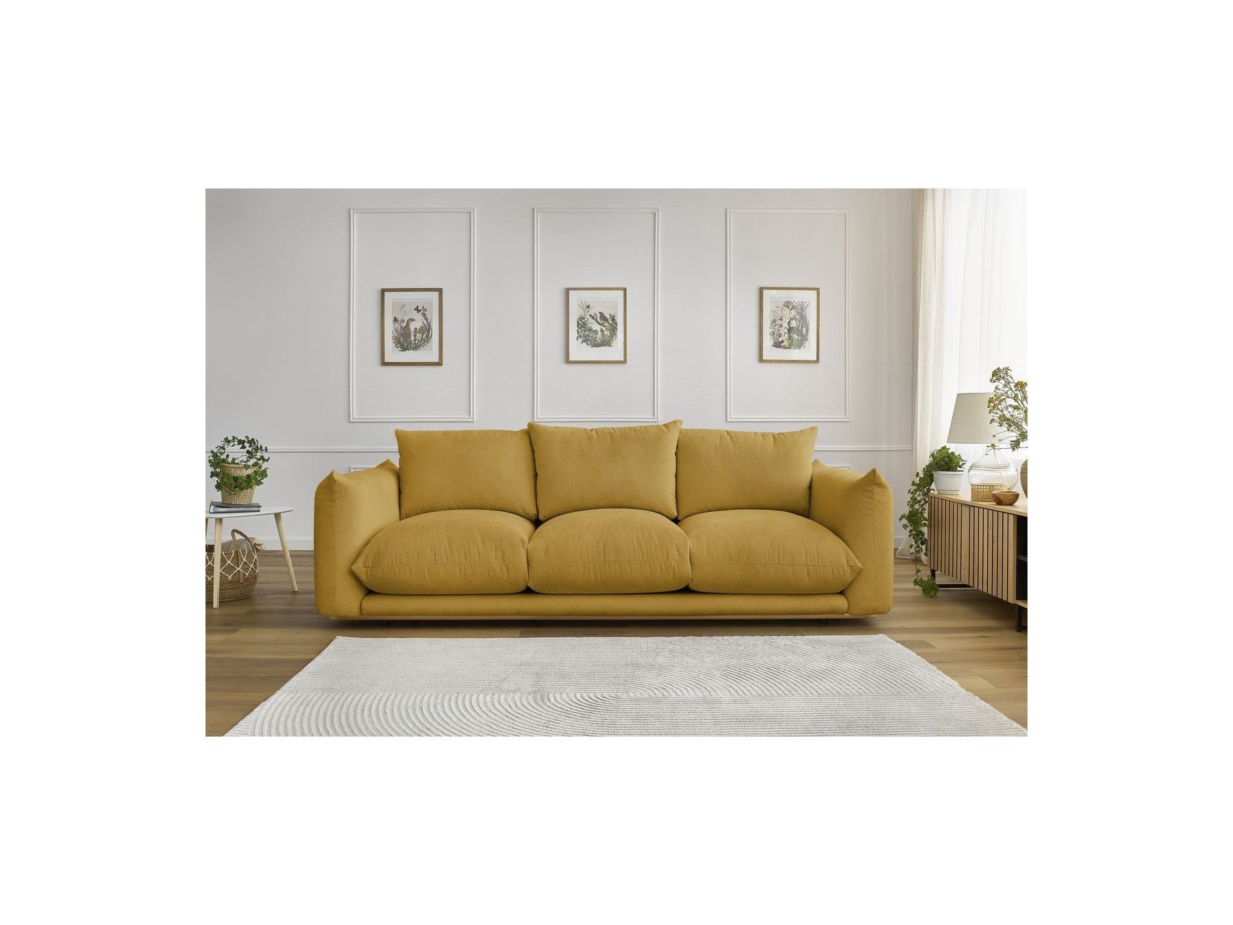 Ernest - Canapé Droit Fixe 3 Places - Tissu Lisse