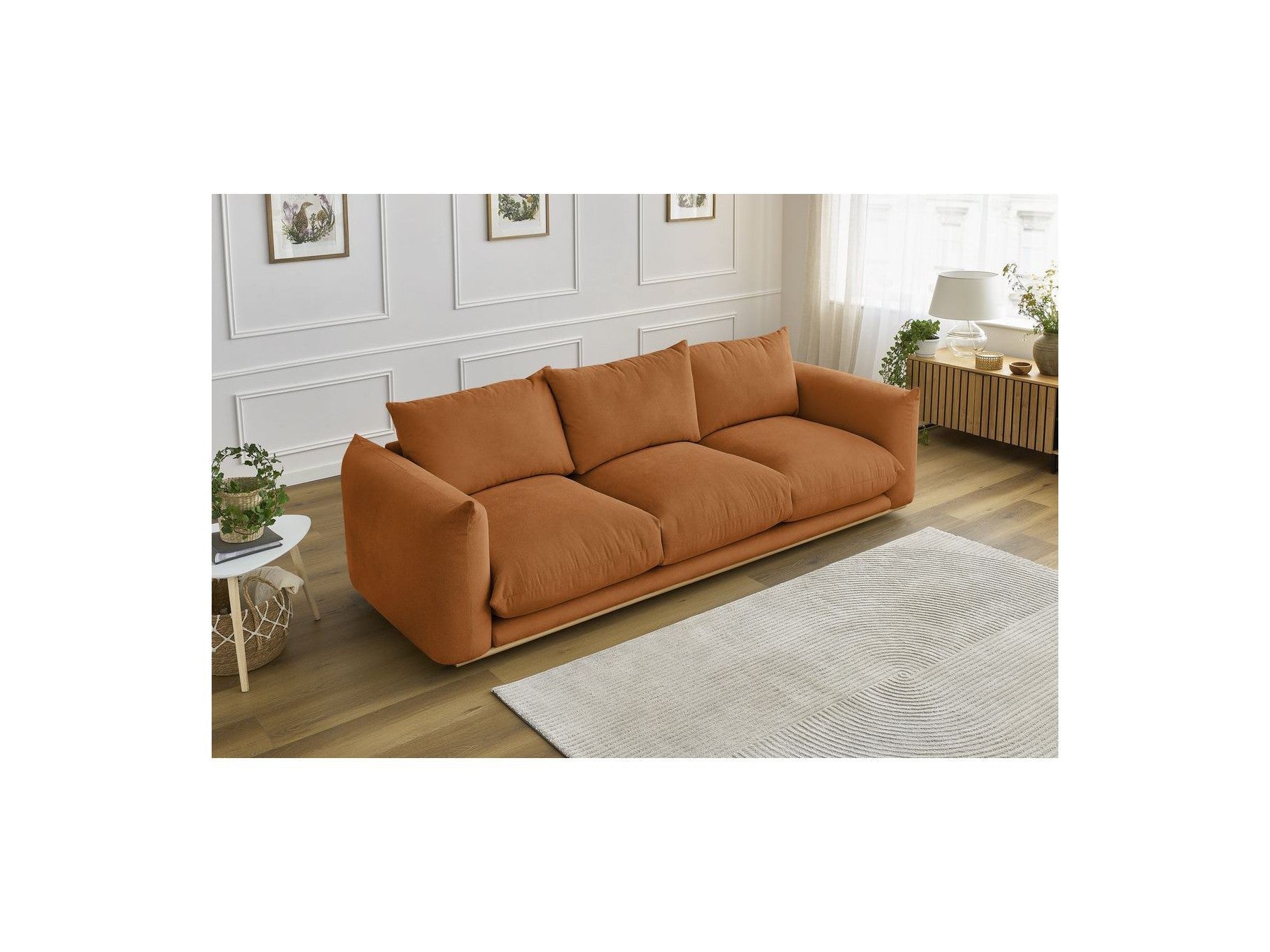 Ernest - Canapé Droit Fixe 3 Places - Tissu Lisse
