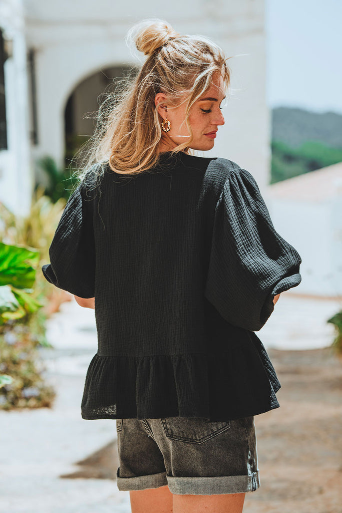 Blouse Soizic Noir Coton