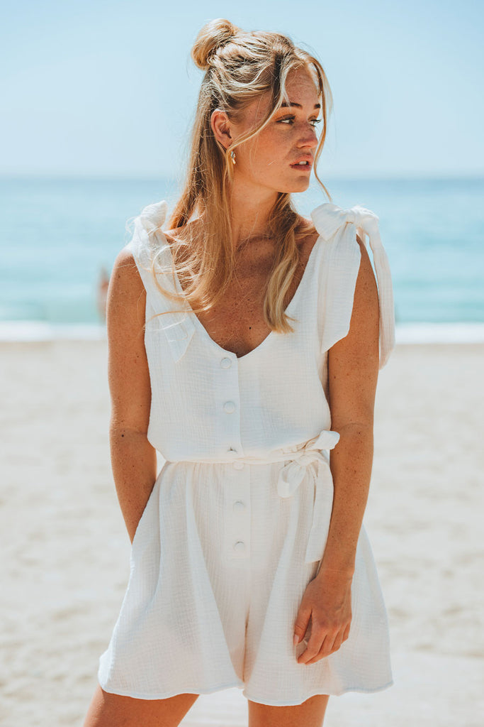 Combishort Fleurine Blanc Coton