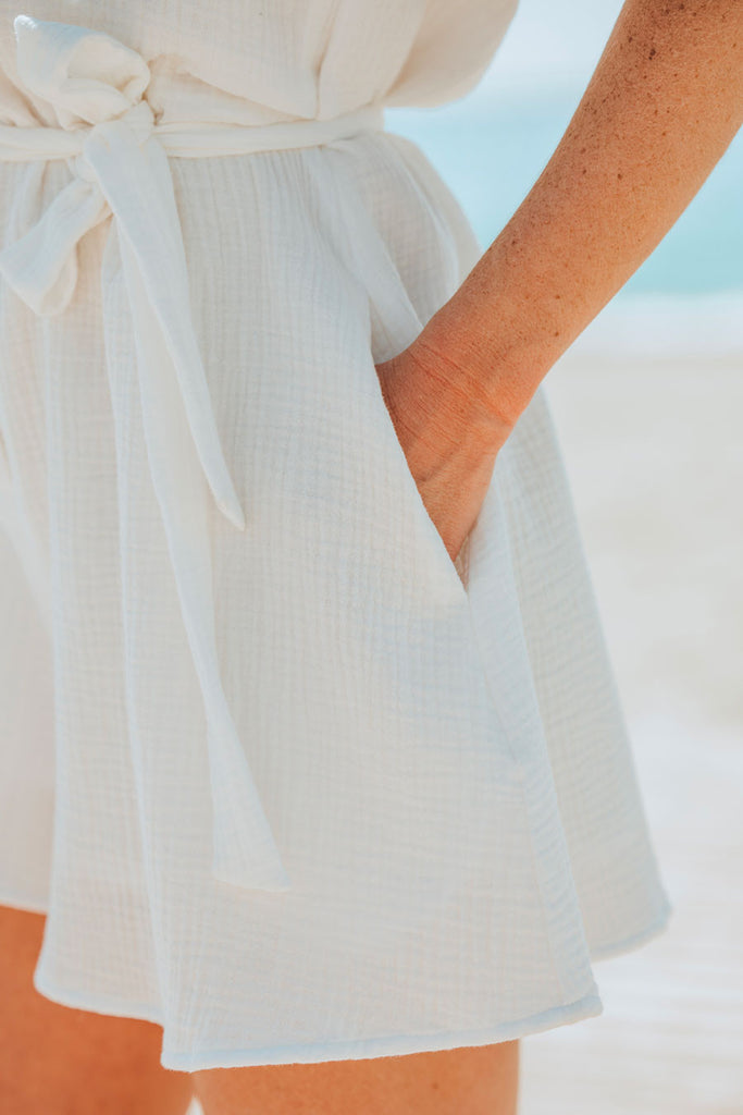 Combishort Fleurine Blanc Coton