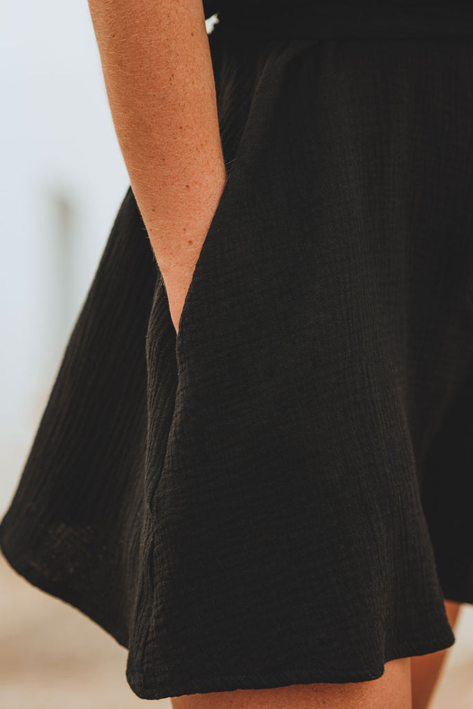 Combishort Fleurine Noir Coton