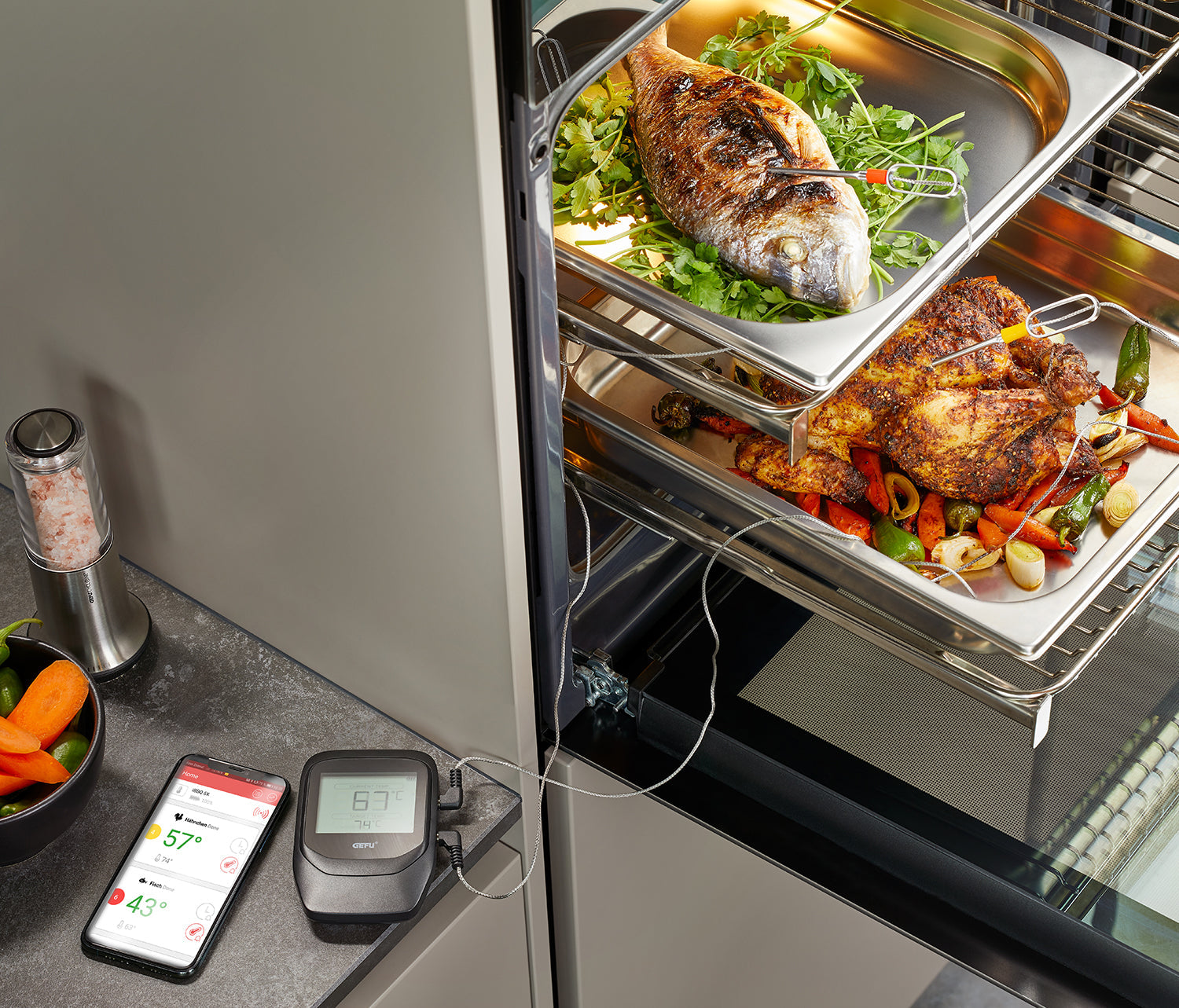Control - Thermomètre De Cuisson Bluetooth Pour Grill Et Rôti, 6 Canaux - Noir/Argent