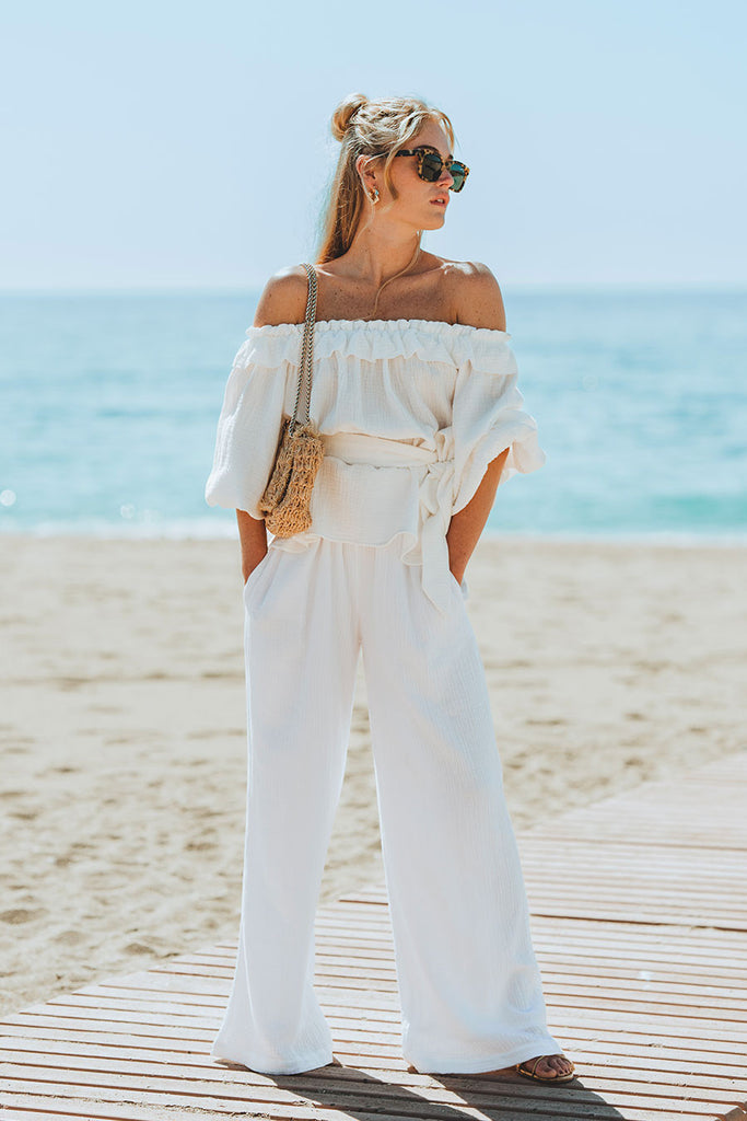 Pantalon Matias Blanc Coton