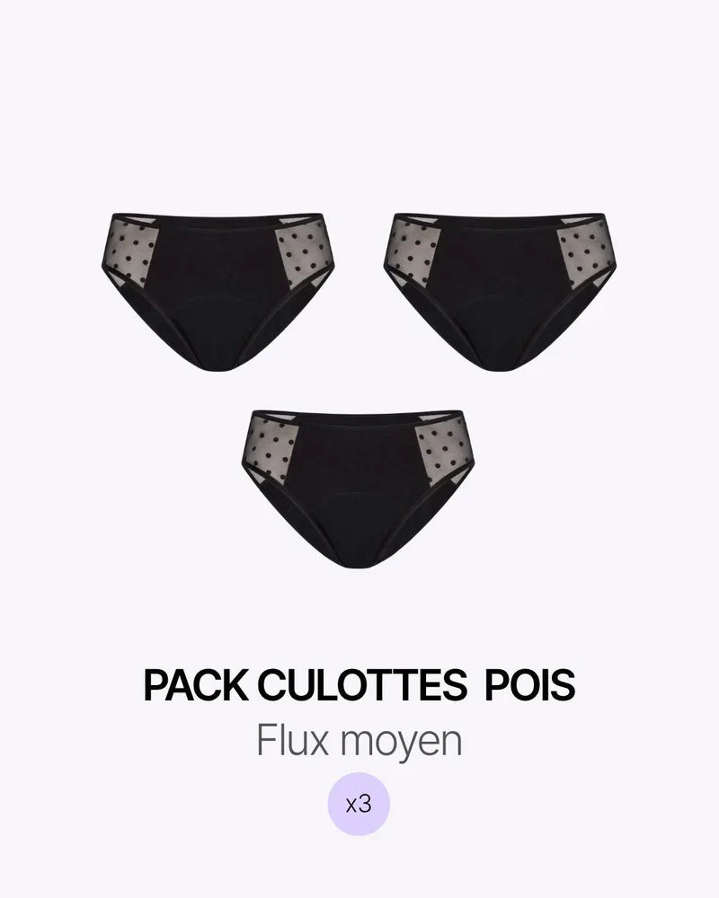 Pack Menstruel Trio Culottes Tulle Pois