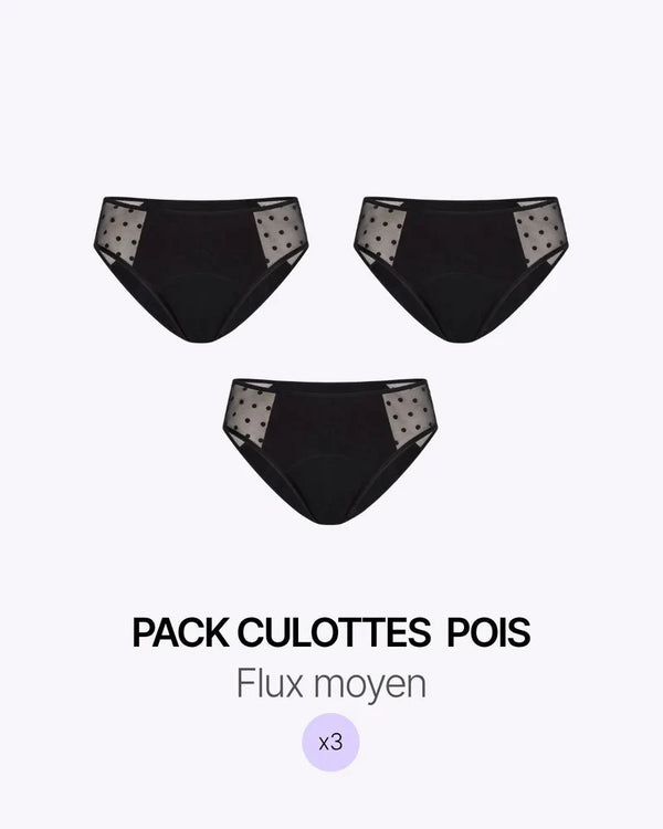 Pack Menstruel Trio Culottes Tulle Pois