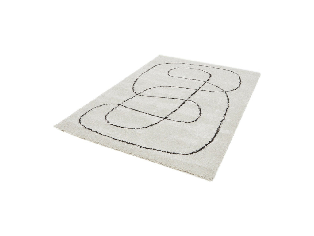 Laure - Tapis Poils Ras - Motif Abstrait - Blanc