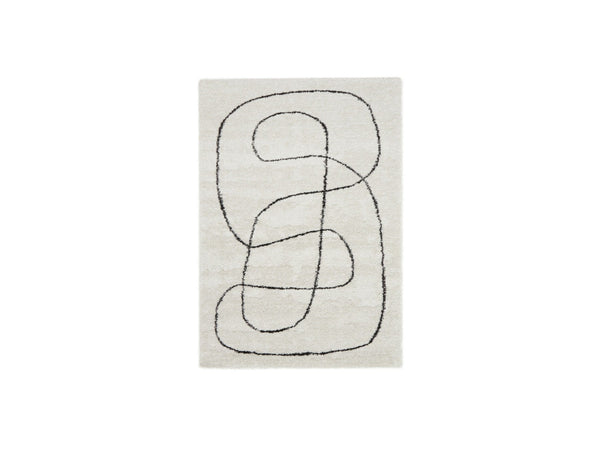 Laure - Tapis Poils Ras - Motif Abstrait - Blanc