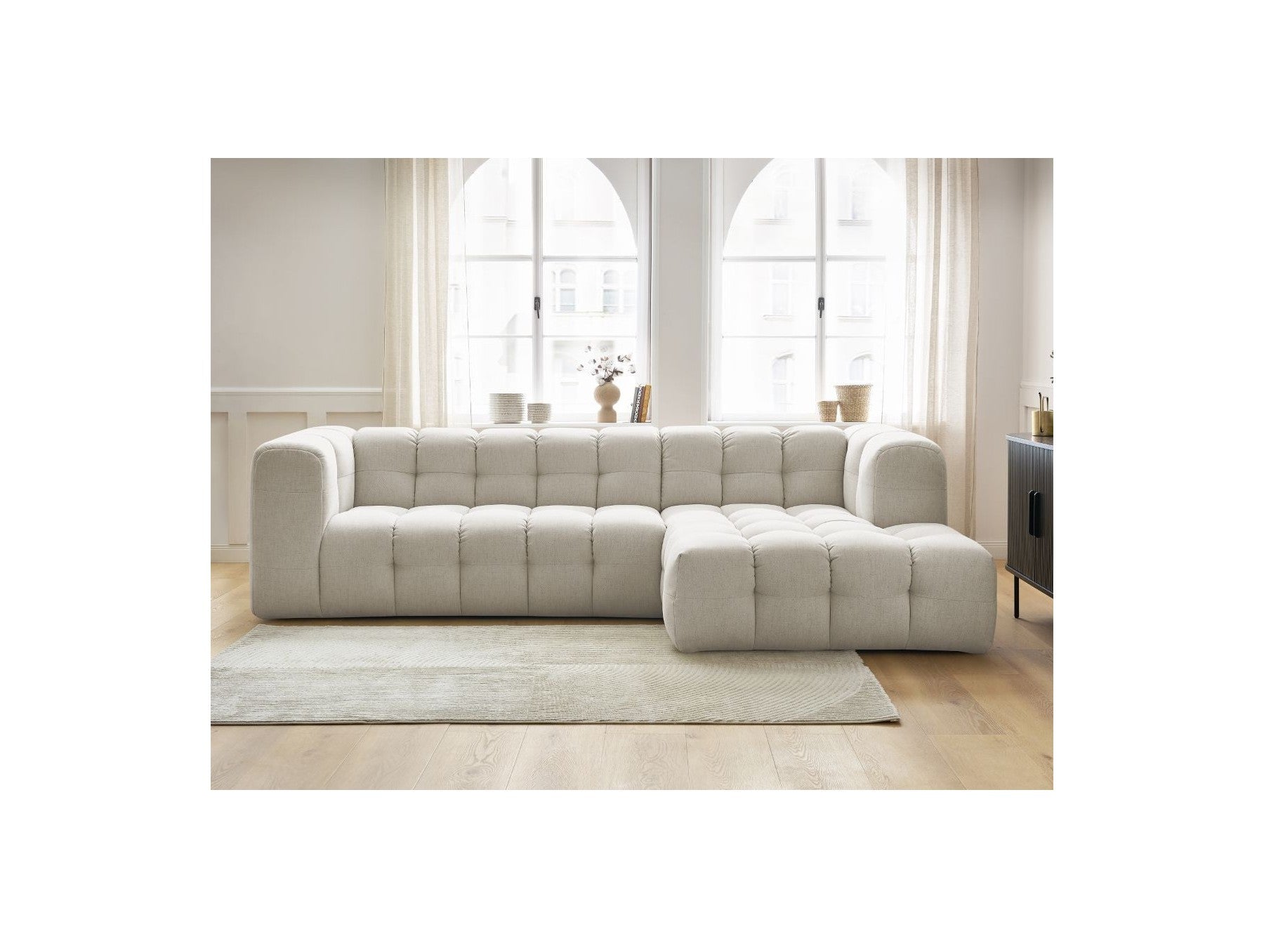 Cloud - Canapé D'Angle Fixe - Tissu Lisse - Angle Droit