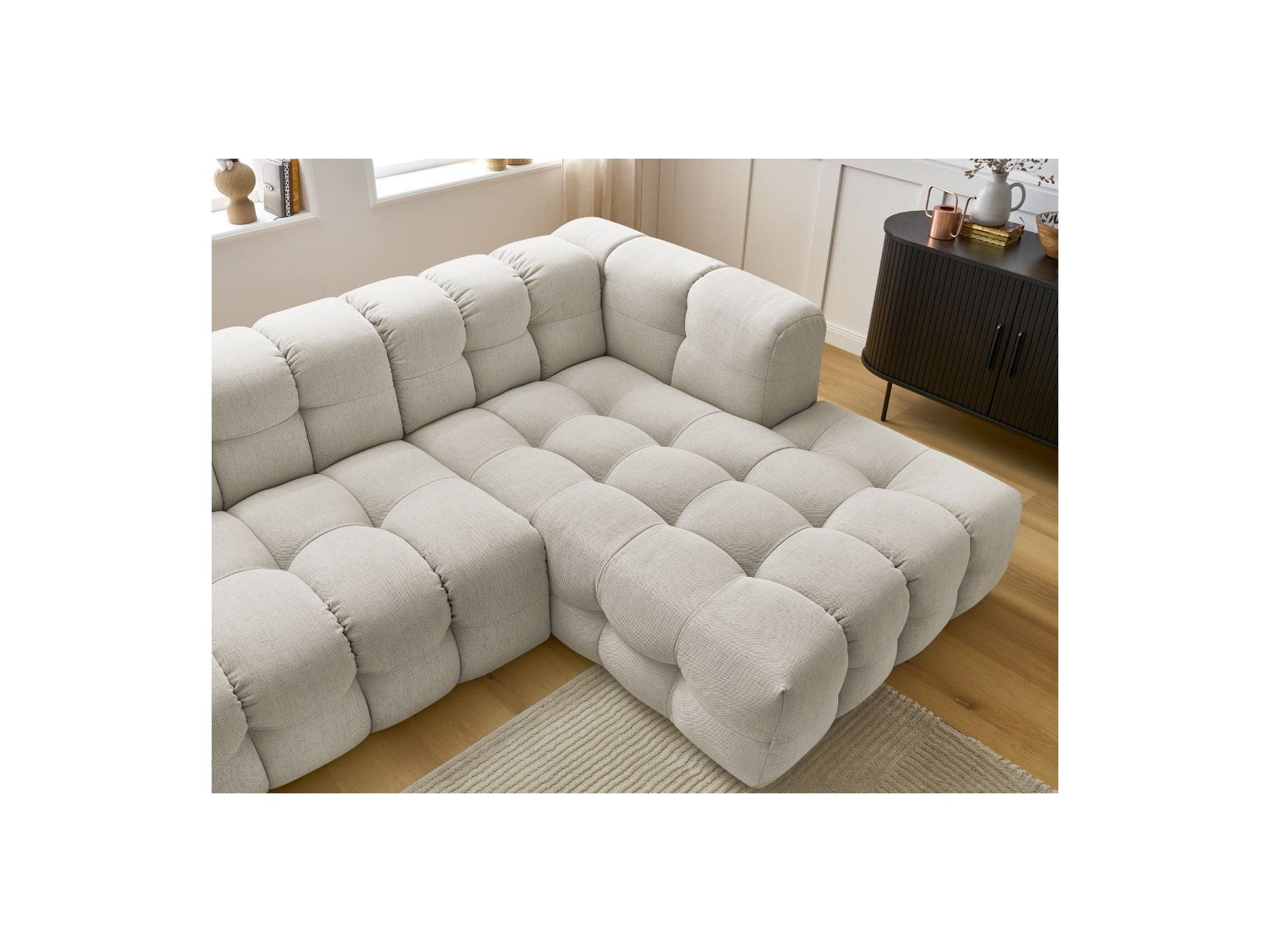 Cloud - Canapé D'Angle Fixe - Tissu Lisse - Angle Droit