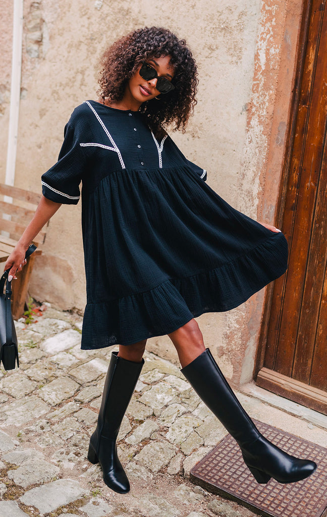 Robe Lili Noir Coton