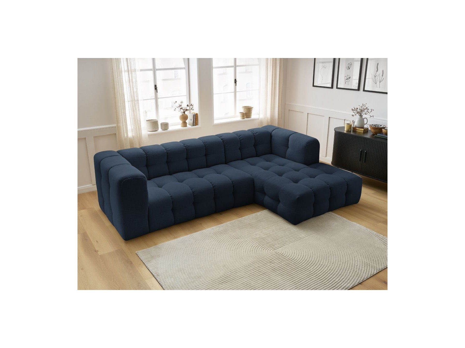 Cloud - Canapé D'Angle Fixe - Tissu Lisse - Angle Droit