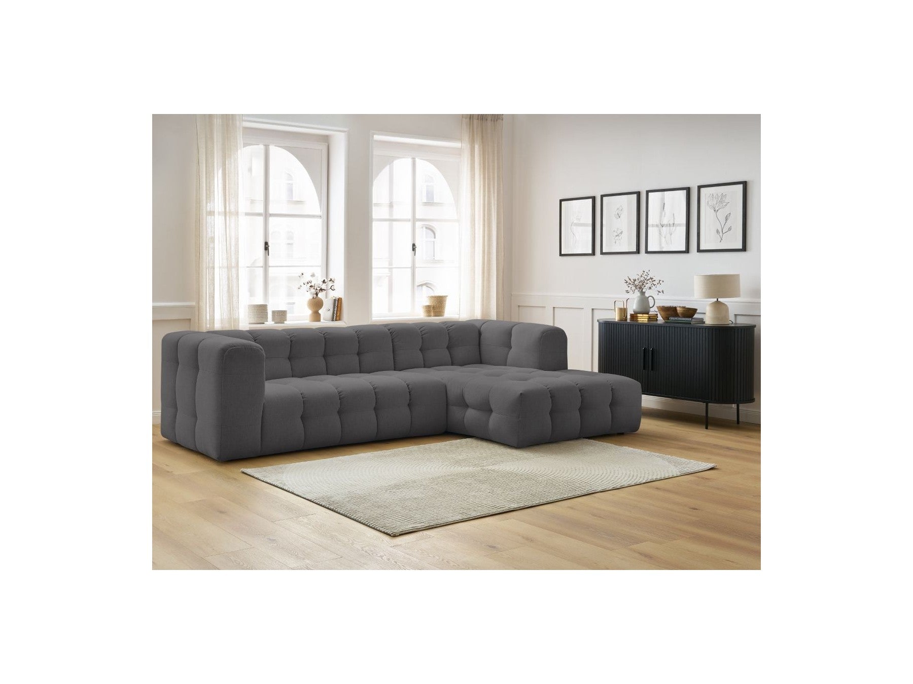 Cloud - Canapé D'Angle Fixe - Tissu Lisse - Angle Droit