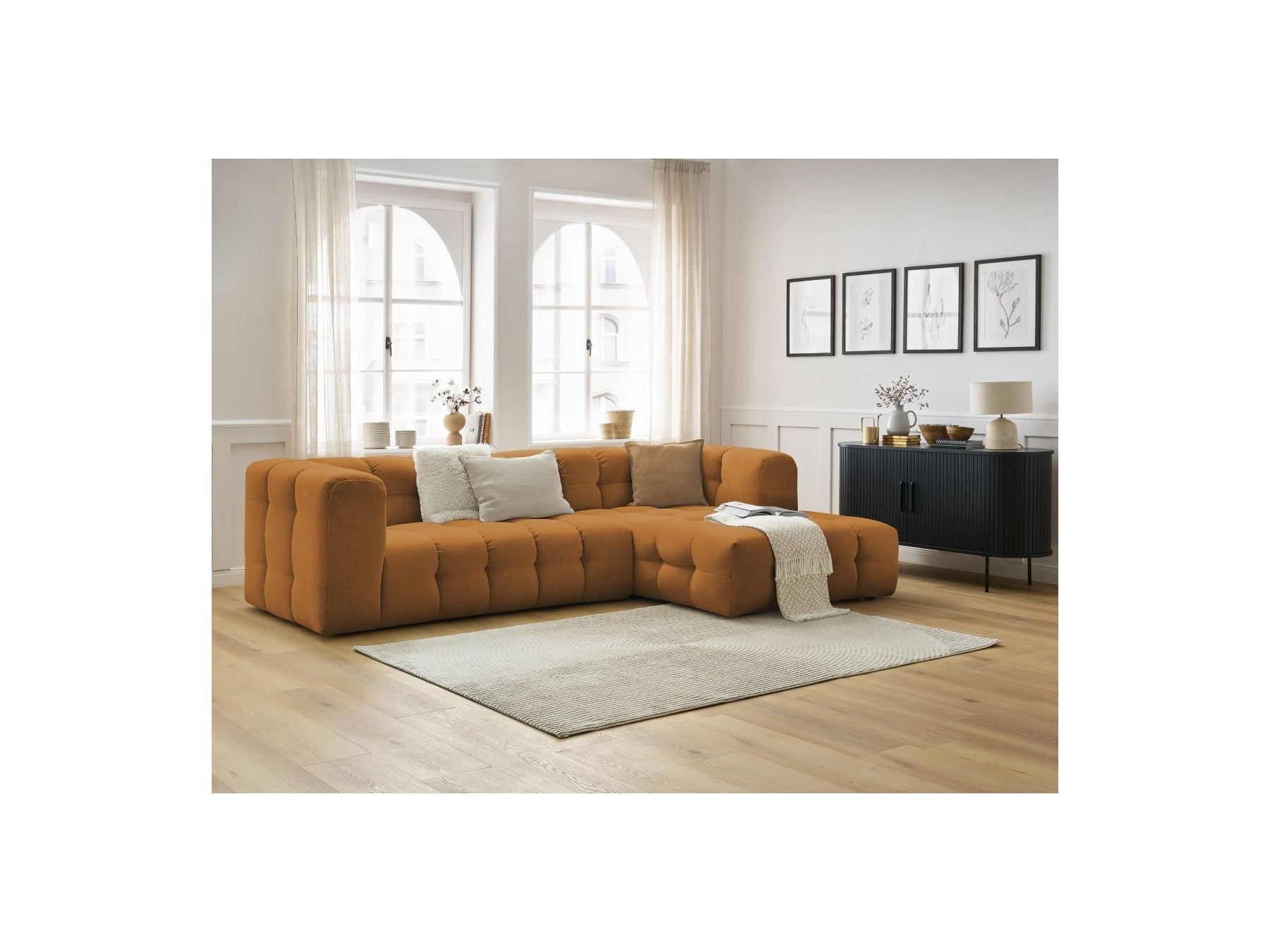 Cloud - Canapé D'Angle Fixe - Tissu Lisse - Angle Droit