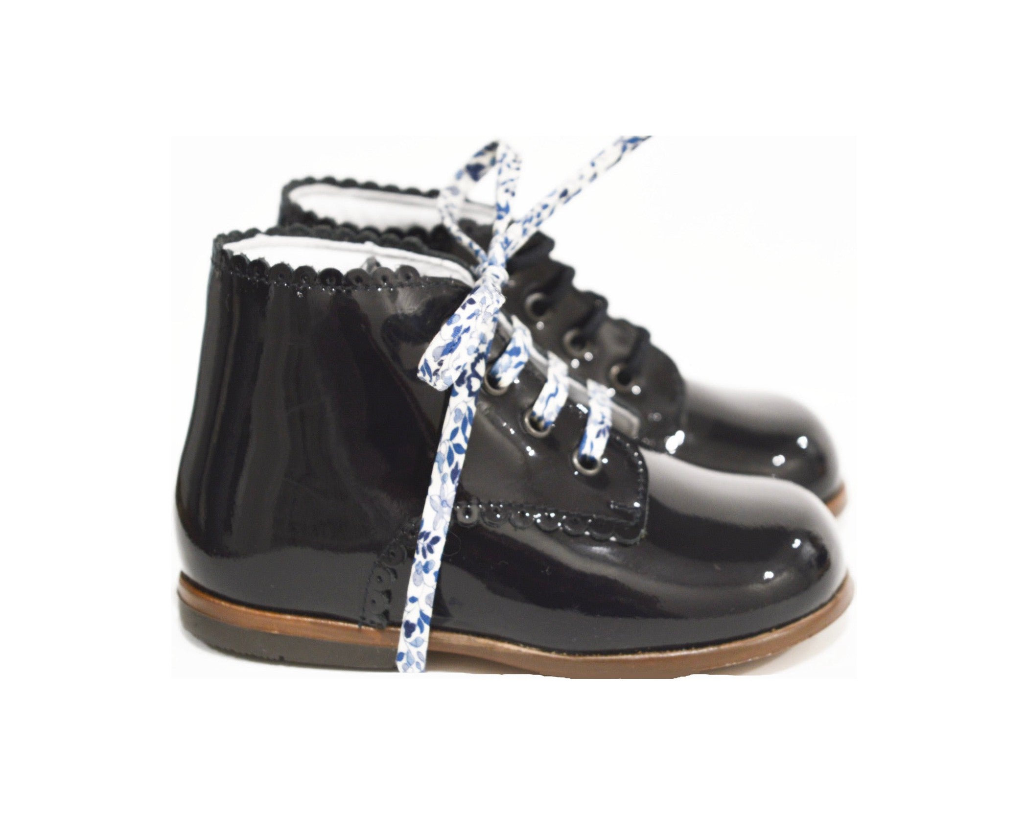 Chaussures Bottillons Souples Clarence Frisettes - Vernis Marine - Fille