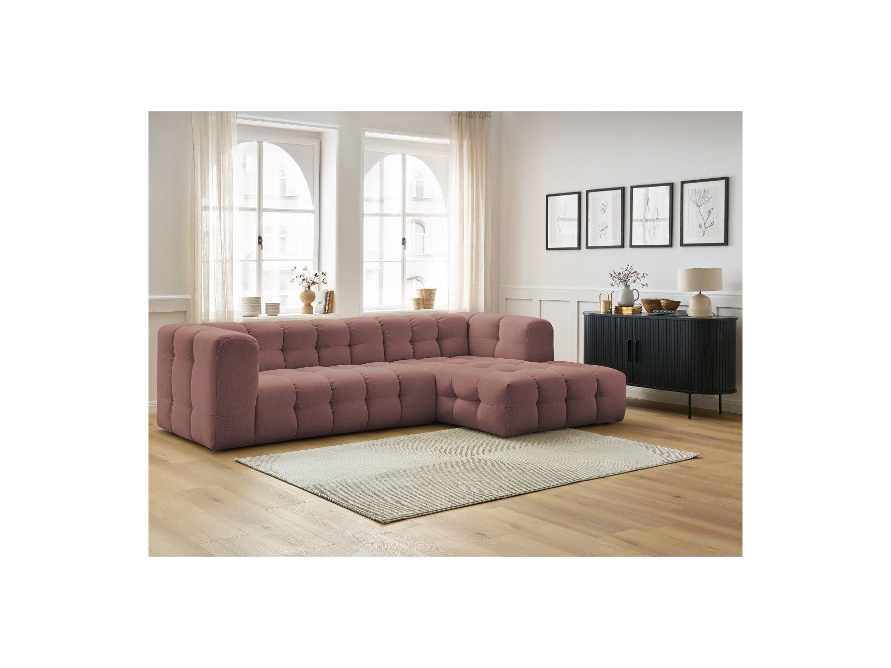 Cloud - Canapé D'Angle Fixe - Tissu Lisse - Angle Droit