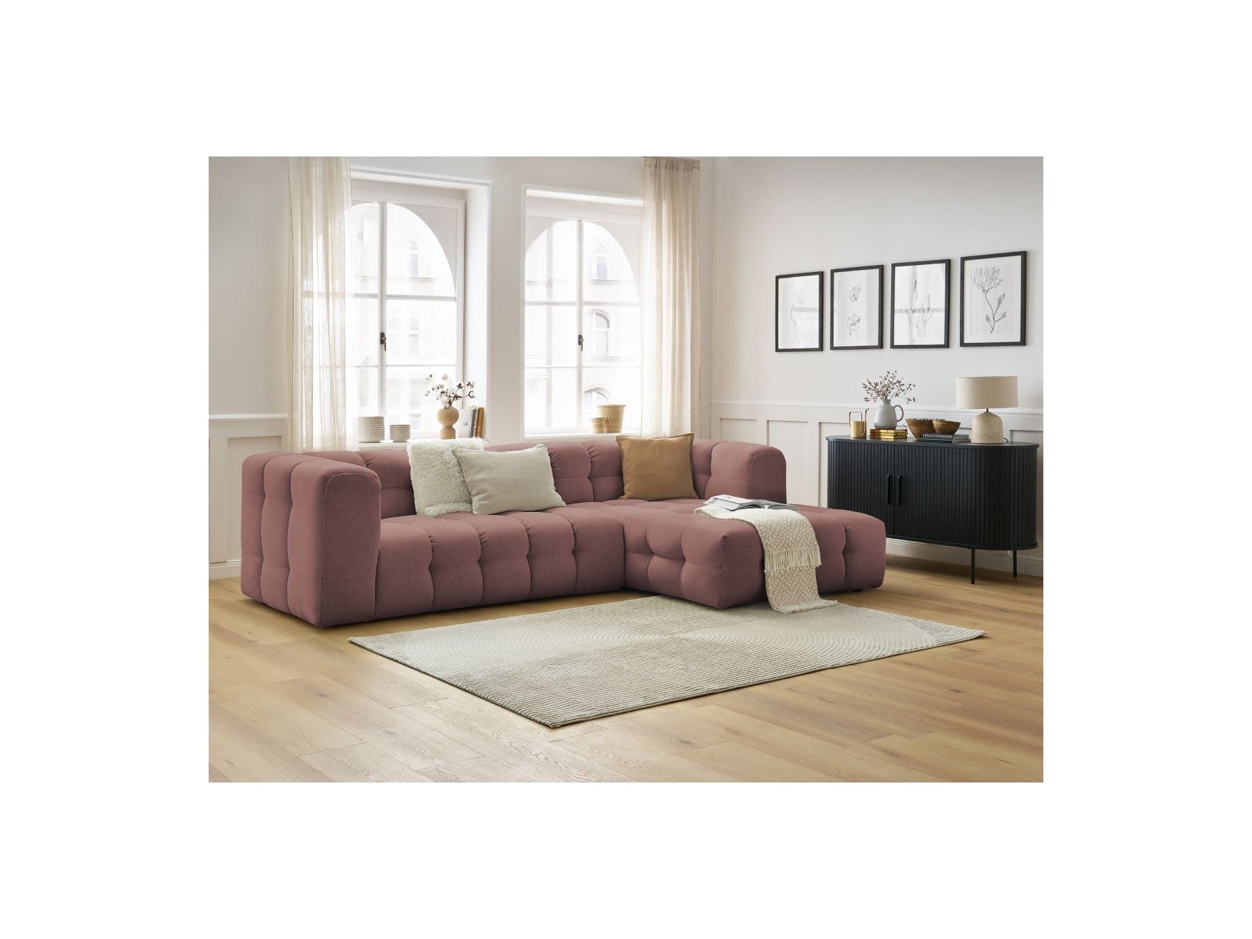 Cloud - Canapé D'Angle Fixe - Tissu Lisse - Angle Droit
