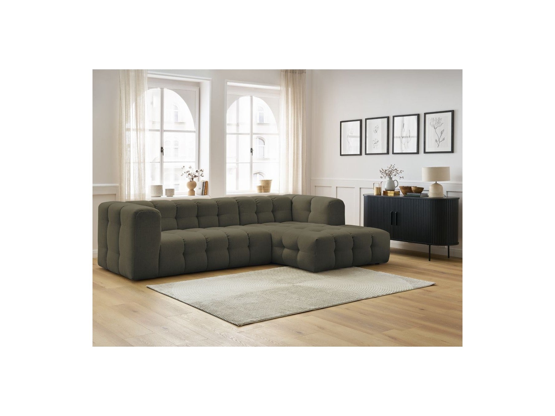 Cloud - Canapé D'Angle Fixe - Tissu Lisse - Angle Droit