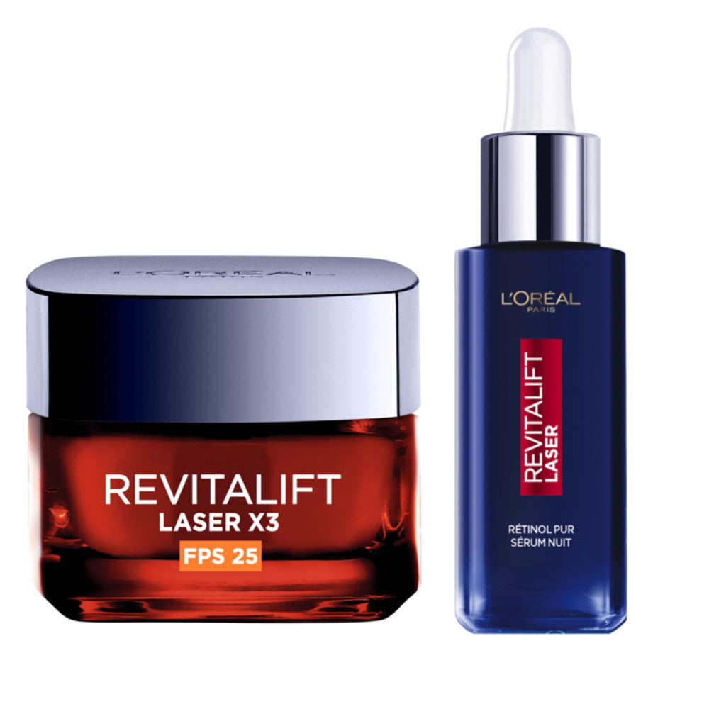 L'Oréal Paris - Revitalift Laser Coffret Routine Sérum Rétinol Pur & Crème Fps 25 Anti-Âge & Anti-Rides - 2 Produits