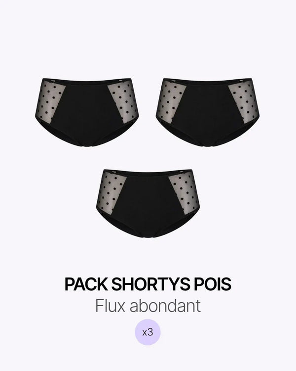 Pack Menstruel Trio Shortys Tulle Pois