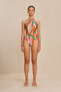 Maillot Une Pièce Lula - Vintage Stripe Print
