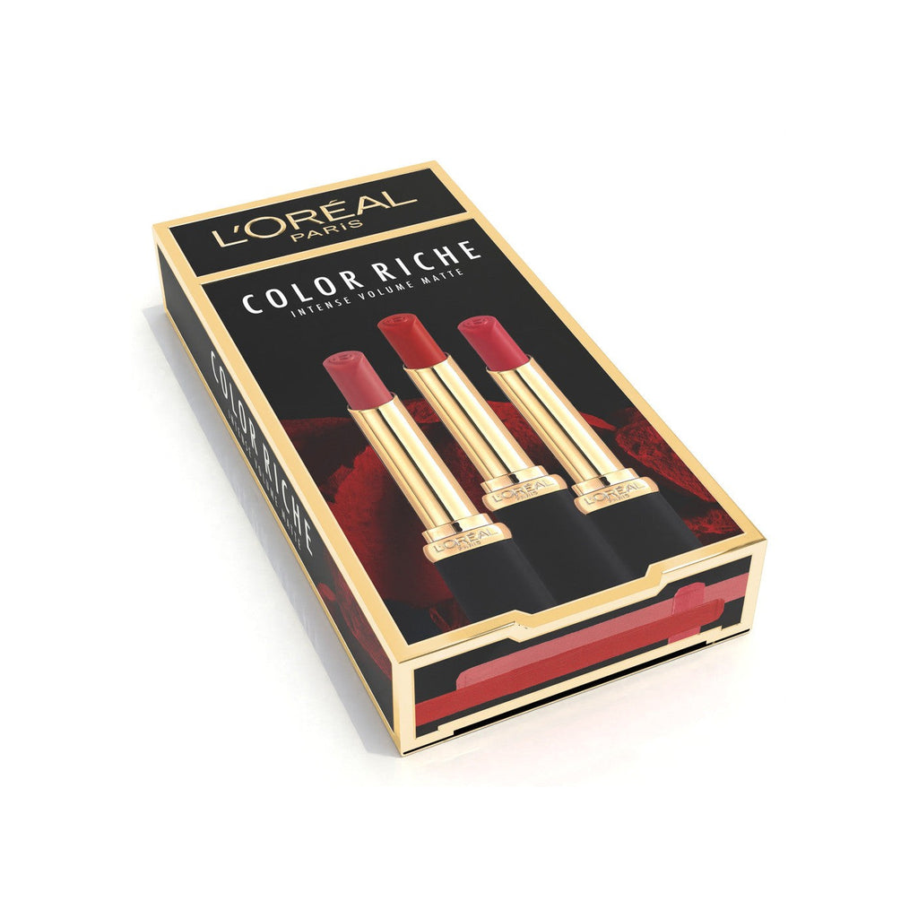 L'Oréal Paris - Coffret 3 Rouges À Lèvres - Mat & Repulpant - Color Riche - Teintes : Nude Independant (640), Rouge Déterminati