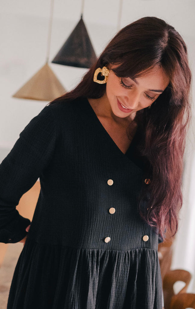 Robe Jade Noir Coton