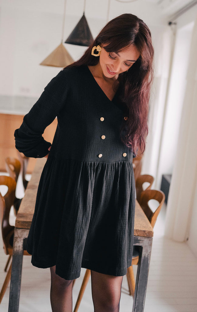 Robe Jade Noir Coton
