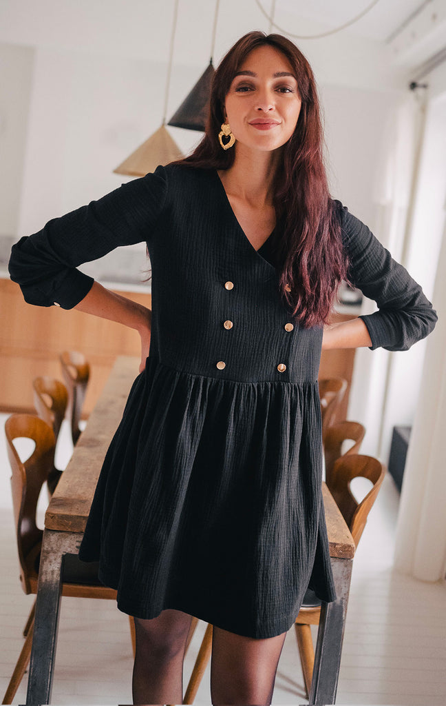 Robe Jade Noir Coton