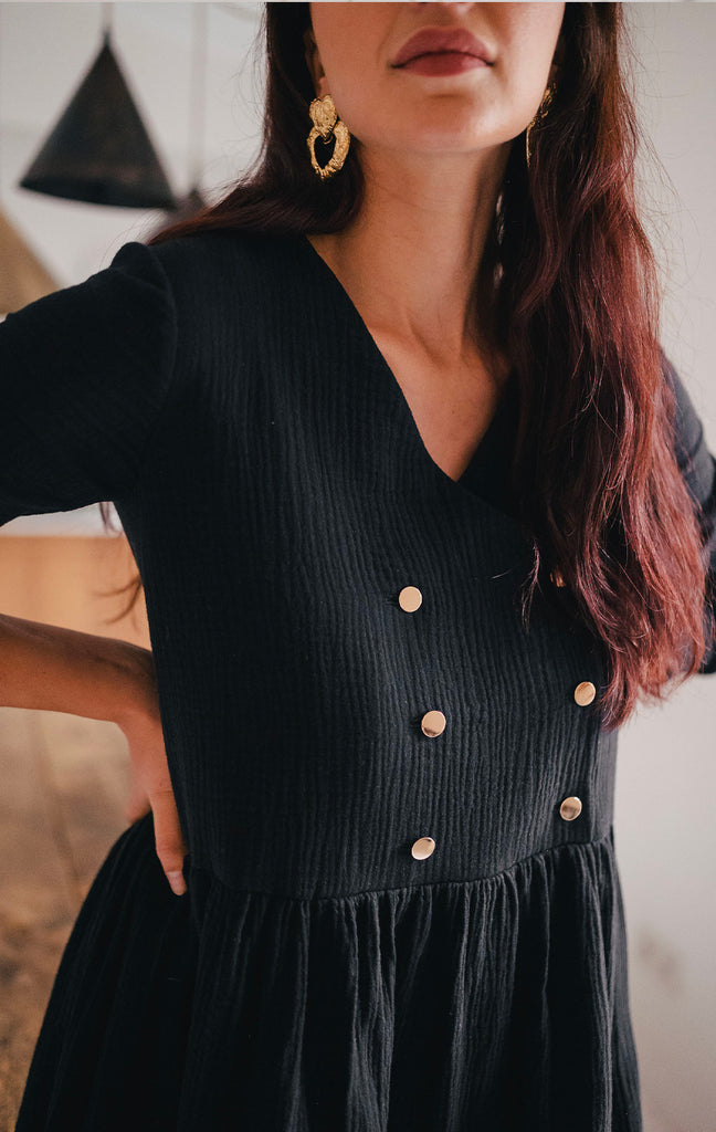 Robe Jade Noir Coton