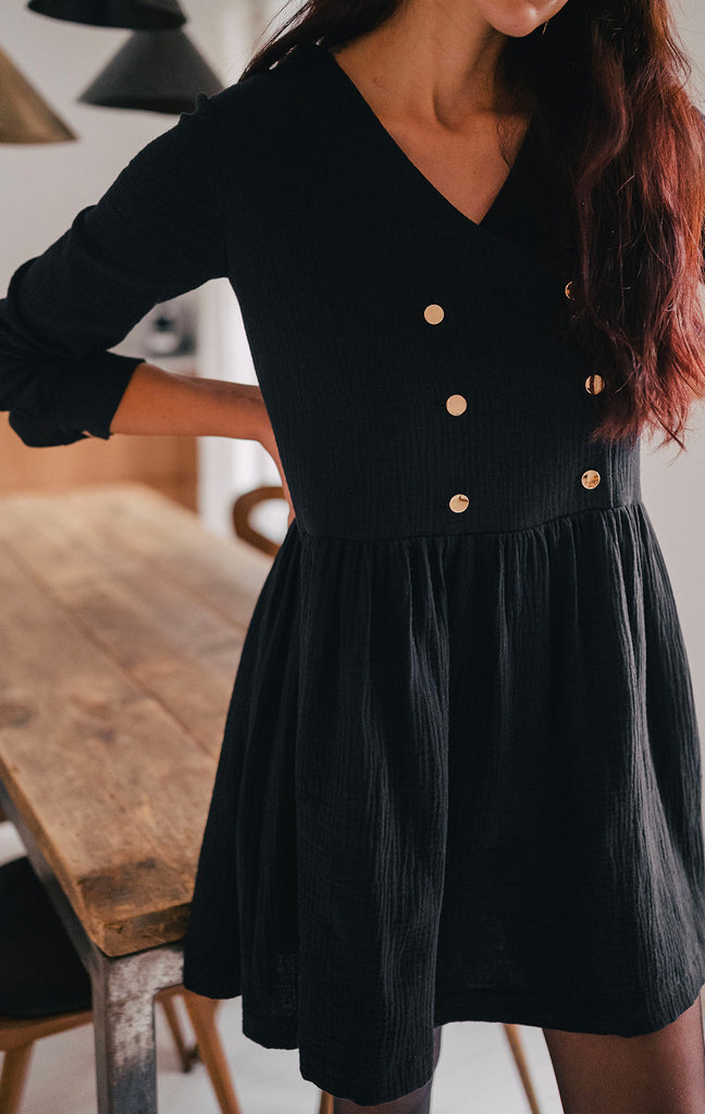 Robe Jade Noir Coton