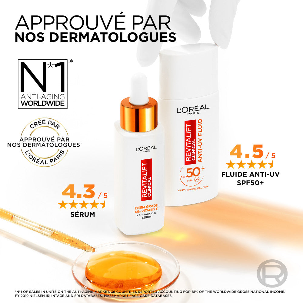 L'Oréal Paris - Revitalift Clinical Coffret Routine Sérum & Fluide Fps 50+ À La Vitamine C - 2 Produits